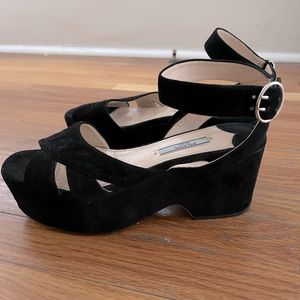 PRADA black Suede platform sandal, genuine leather, great condition, Size 36